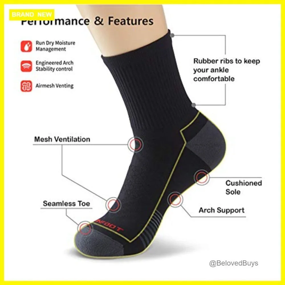 3-Pack Silky Dry Athletic Ankle Socks, Arch Support, Quick-Dry